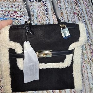 Badgley Mischka Black and Cream Shoulder Bag
